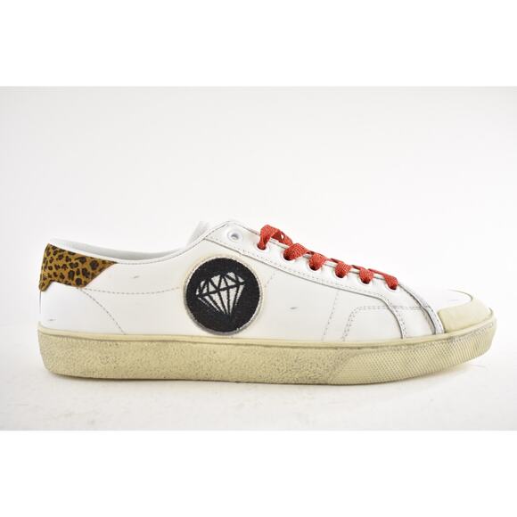 Saint Laurent Mens SL 37 Surf Court Diamond White Flat Low Top Sneaker 44 11 - Picture 2 of 14